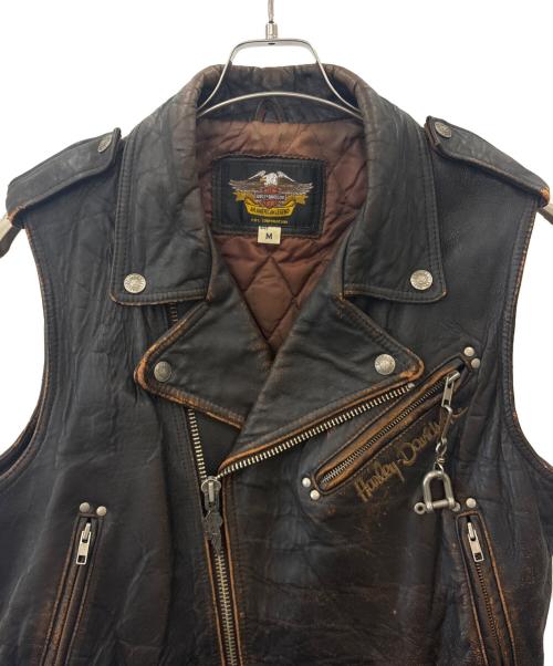 HARLEY-DAVIDSON（ハーレーダビッドソン）HARLEY-DAVIDSON (ハーレーダビッドソン) HARLEY-DAVIDSON　ダブルライダースベスト ブラウン サイズ:Ｍの古着・服飾アイテム