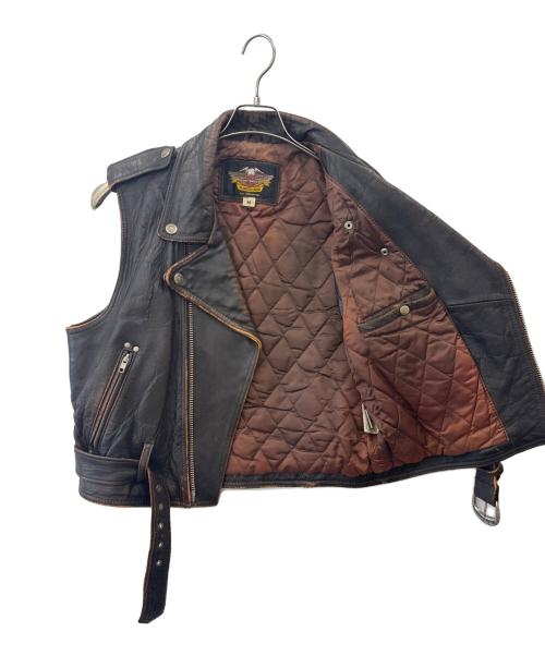 HARLEY-DAVIDSON（ハーレーダビッドソン）HARLEY-DAVIDSON (ハーレーダビッドソン) HARLEY-DAVIDSON　ダブルライダースベスト ブラウン サイズ:Ｍの古着・服飾アイテム