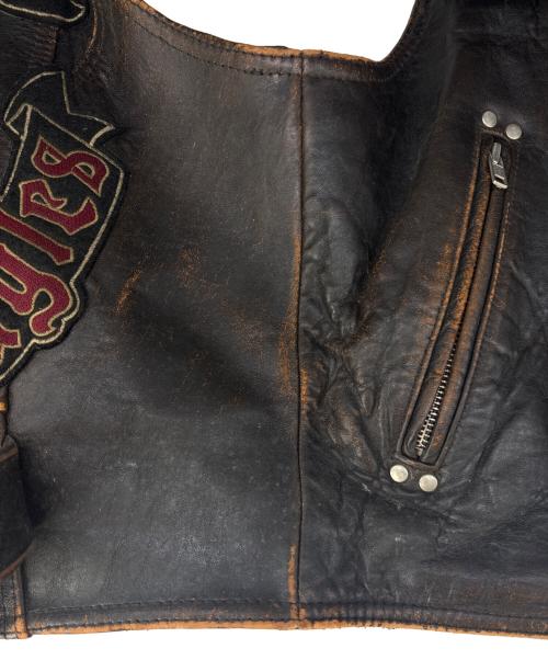 HARLEY-DAVIDSON（ハーレーダビッドソン）HARLEY-DAVIDSON (ハーレーダビッドソン) HARLEY-DAVIDSON　ダブルライダースベスト ブラウン サイズ:Ｍの古着・服飾アイテム