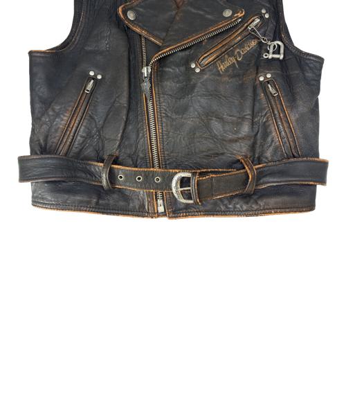 HARLEY-DAVIDSON（ハーレーダビッドソン）HARLEY-DAVIDSON (ハーレーダビッドソン) HARLEY-DAVIDSON　ダブルライダースベスト ブラウン サイズ:Ｍの古着・服飾アイテム