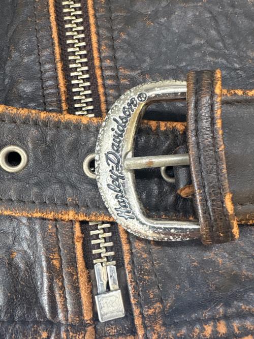 HARLEY-DAVIDSON（ハーレーダビッドソン）HARLEY-DAVIDSON (ハーレーダビッドソン) HARLEY-DAVIDSON　ダブルライダースベスト ブラウン サイズ:Ｍの古着・服飾アイテム