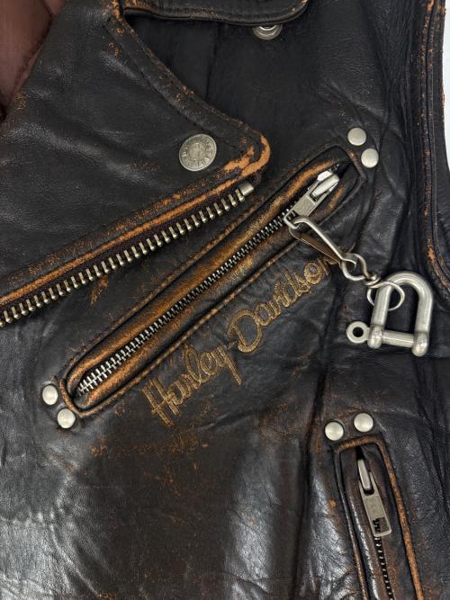 HARLEY-DAVIDSON（ハーレーダビッドソン）HARLEY-DAVIDSON (ハーレーダビッドソン) HARLEY-DAVIDSON　ダブルライダースベスト ブラウン サイズ:Ｍの古着・服飾アイテム
