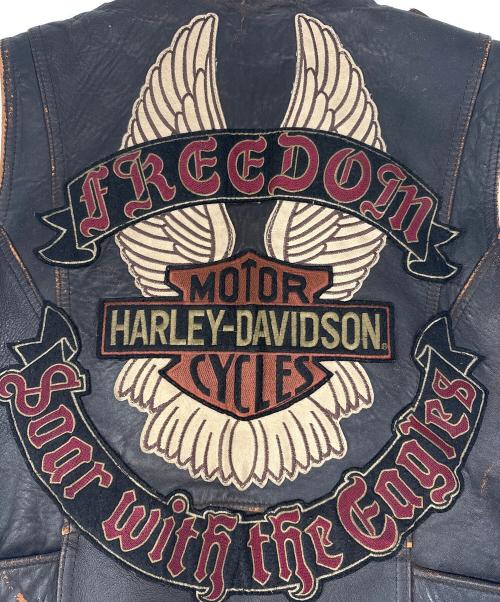 HARLEY-DAVIDSON（ハーレーダビッドソン）HARLEY-DAVIDSON (ハーレーダビッドソン) HARLEY-DAVIDSON　ダブルライダースベスト ブラウン サイズ:Ｍの古着・服飾アイテム