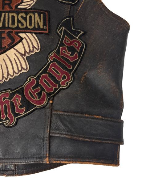 HARLEY-DAVIDSON（ハーレーダビッドソン）HARLEY-DAVIDSON (ハーレーダビッドソン) HARLEY-DAVIDSON　ダブルライダースベスト ブラウン サイズ:Ｍの古着・服飾アイテム