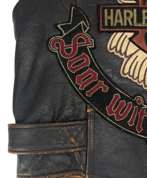 HARLEY-DAVIDSON（ハーレーダビッドソン）HARLEY-DAVIDSON (ハーレーダビッドソン) HARLEY-DAVIDSON　ダブルライダースベスト ブラウン サイズ:Ｍの古着・服飾アイテム