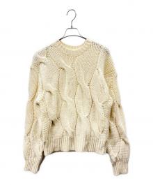 FRAY ID（フレイ アイディー）の古着「FRAY ID　ハンドケーブルボックスニット　厚手ニット」｜アイボリー