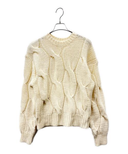 FRAY ID（フレイ アイディー）FRAY ID (フレイ アイディー) FRAY ID　ハンドケーブルボックスニット　厚手ニット アイボリー サイズ:Fの古着・服飾アイテム