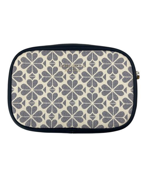 Kate Spade（ケイトスペード）Kate Spade (ケイトスペード) Kate Spade フラワーコーテッドキャンバス ショルダーバッグ ホワイト×ネイビーの古着・服飾アイテム