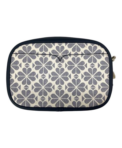 Kate Spade（ケイトスペード）Kate Spade (ケイトスペード) Kate Spade フラワーコーテッドキャンバス ショルダーバッグ ホワイト×ネイビーの古着・服飾アイテム