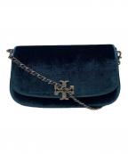 TORY BURCHトリーバーチ）の古着「TORY BURCH　ベルベット2WAYショルダーバッグ」｜ブルー