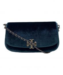 TORY BURCH（トリーバーチ）の古着「TORY BURCH　ベルベット2WAYショルダーバッグ」｜ブルー