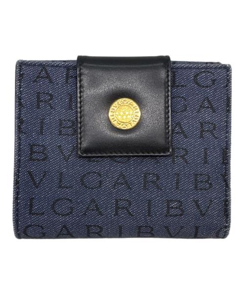 BVLGARI（ブルガリ）BVLGARI (ブルガリ) BVLGARI 　ロゴマニア 　2つ折り財布 インディゴの古着・服飾アイテム