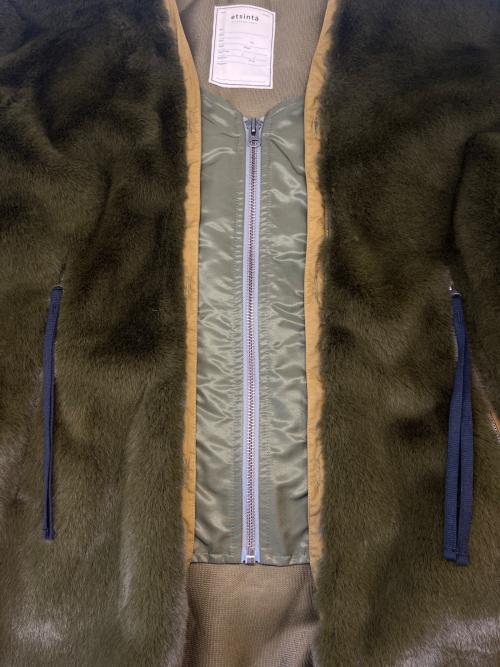 etsinta（エシンタ）etsinta (エシンタ) etsinta　ファー切替ジャケット オリーブ サイズ:ONEの古着・服飾アイテム