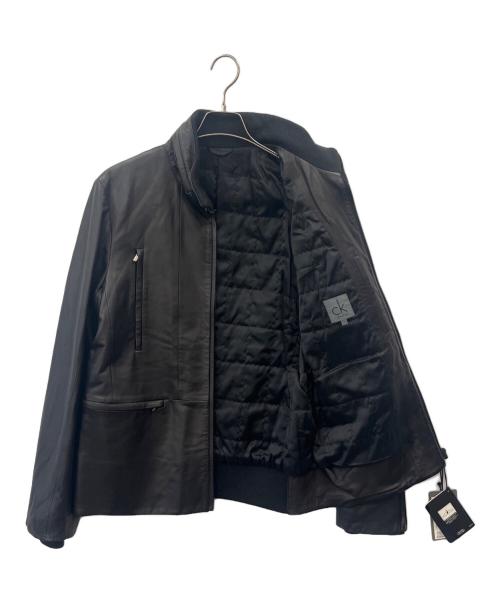 Calvin Klein（カルバンクライン）Calvin Klein (カルバンクライン) Calvin Klein　レザージャケット ブラック サイズ:Lの古着・服飾アイテム