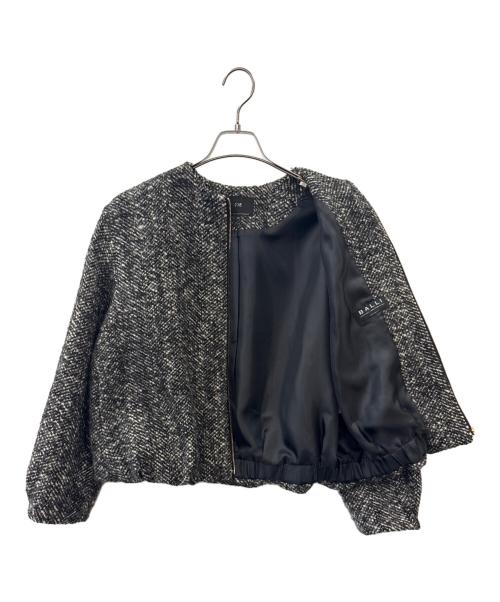 23区（ニジュウサンク）23区 (ニジュウサンク) 23区 　BALLIヘリンボーンツイードノーカラー ブルゾン グレー サイズ:38の古着・服飾アイテム