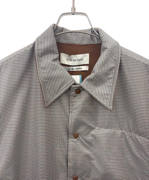 griffin hartland（グリフィン ハートランド）griffin hartland (グリフィン ハートランド) nano・universe (ナノ・ユニバース) GRIFFIN HARTLAND　nano・universe　ステンカラーコート グレー×ブラウン サイズ:Ｍの古着・服飾アイテム