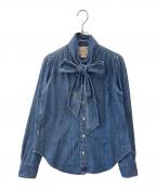 POLO RALPH LAURENポロ・ラルフローレン）の古着「POLO RALPH LAUREN ボウタイデニムシャツ 長袖シャツ」｜インディゴ