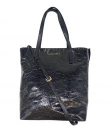 MICHAEL KORS（マイケル・コース）の古着「MICHAEL KORS　2WAY Emry Large Crinkled-Leather Tote Bag　トートバッグ」｜ブラック