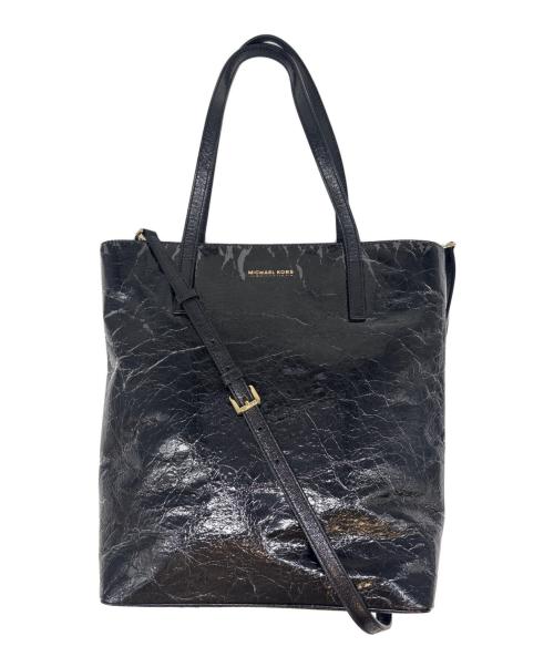 MICHAEL KORS（マイケル・コース）MICHAEL KORS (マイケル・コース) MICHAEL KORS　2WAY Emry Large Crinkled-Leather Tote Bag　トートバッグ ブラックの古着・服飾アイテム