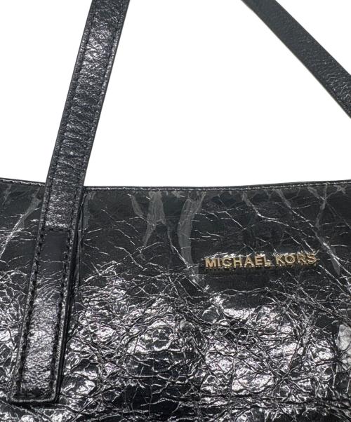 MICHAEL KORS（マイケル・コース）MICHAEL KORS (マイケル・コース) MICHAEL KORS　2WAY Emry Large Crinkled-Leather Tote Bag　トートバッグ ブラックの古着・服飾アイテム