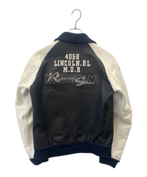 KUSHITANI（クシタニ）KUSHITANI (クシタニ) レザーライダースジャケット ブラック×ホワイト サイズ:Lの古着・服飾アイテム