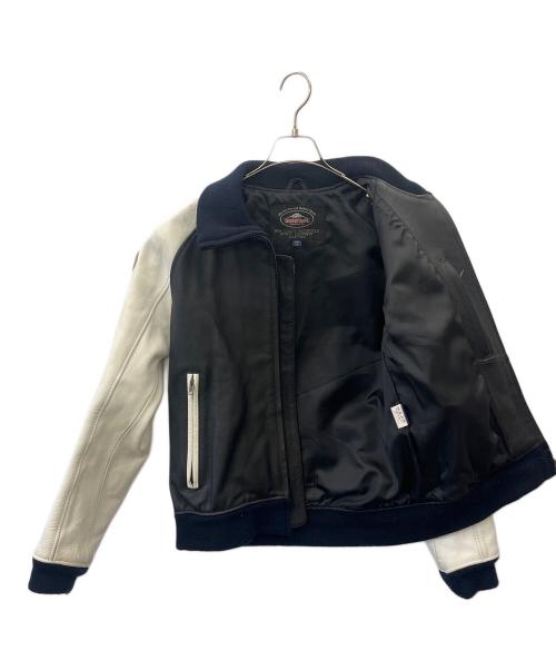 KUSHITANI（クシタニ）KUSHITANI (クシタニ) レザーライダースジャケット ブラック×ホワイト サイズ:Lの古着・服飾アイテム