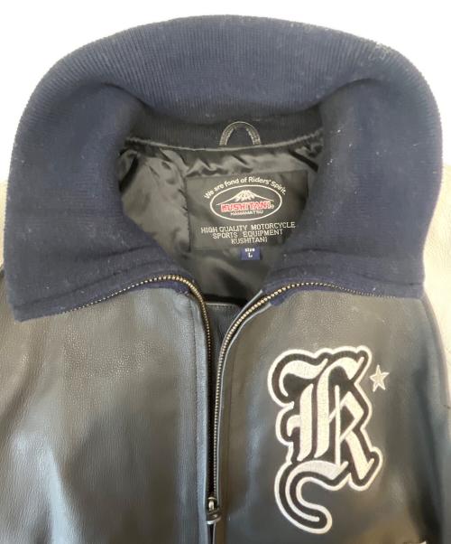 KUSHITANI（クシタニ）KUSHITANI (クシタニ) レザーライダースジャケット ブラック×ホワイト サイズ:Lの古着・服飾アイテム
