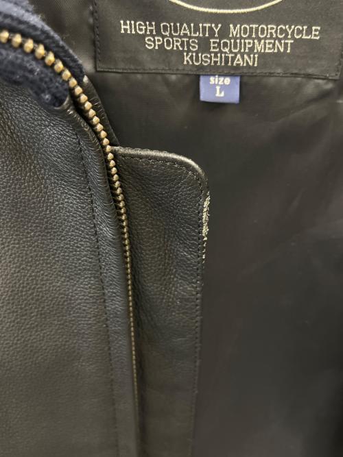 KUSHITANI（クシタニ）KUSHITANI (クシタニ) レザーライダースジャケット ブラック×ホワイト サイズ:Lの古着・服飾アイテム
