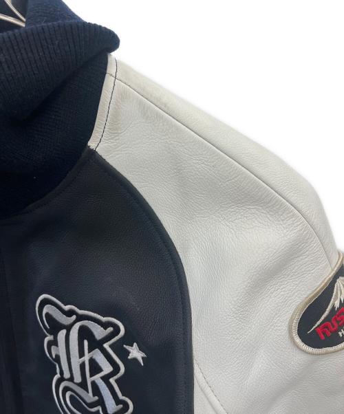 KUSHITANI（クシタニ）KUSHITANI (クシタニ) レザーライダースジャケット ブラック×ホワイト サイズ:Lの古着・服飾アイテム