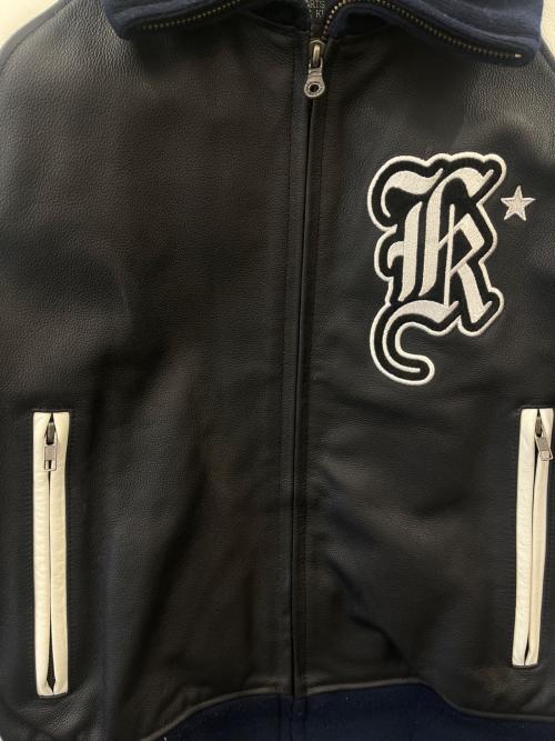 KUSHITANI（クシタニ）KUSHITANI (クシタニ) レザーライダースジャケット ブラック×ホワイト サイズ:Lの古着・服飾アイテム