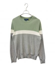 POLO RALPH LAUREN（ポロ・ラルフローレン）の古着「POLO RALPH LAUREN　コットン　ニット」｜グリーン×ホワイト×グレー