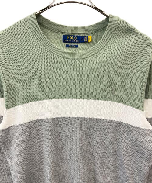 POLO RALPH LAUREN（ポロ・ラルフローレン）POLO RALPH LAUREN (ポロ・ラルフローレン) POLO RALPH LAUREN　コットン　ニット グリーン×ホワイト×グレー サイズ:SPの古着・服飾アイテム