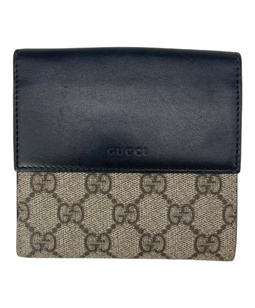 GUCCI（グッチ）GUCCI (グッチ) GUCCI  2つ折り財布 ブラック×ブラウンの古着・服飾アイテム