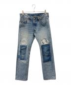 LEVI'S PReMIUMリーバイス プレミアム）の古着「LEVI'S PReMIUM 　501デニムパンツ　赤耳 リペア加工」｜インディゴ