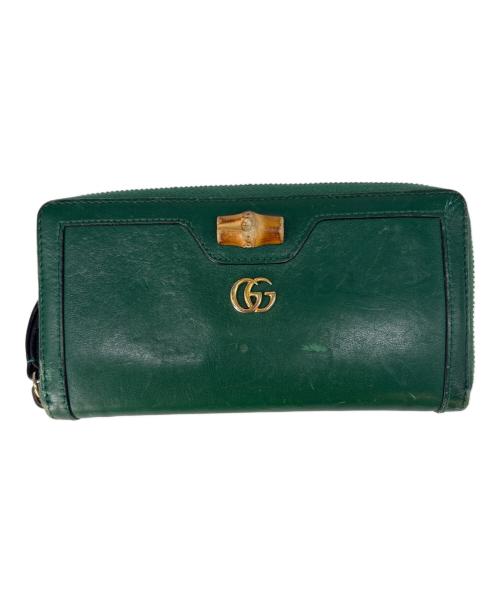 GUCCI（グッチ）GUCCI (グッチ) GUCCI　ダイアナ　長財布 グリーンの古着・服飾アイテム
