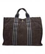 HERMESエルメス）の古着「HERMES　フールトゥMM　キャンバストートバッグ」｜ブラック