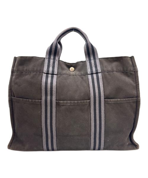 HERMES（エルメス）HERMES (エルメス) HERMES　フールトゥMM　キャンバストートバッグ ブラックの古着・服飾アイテム