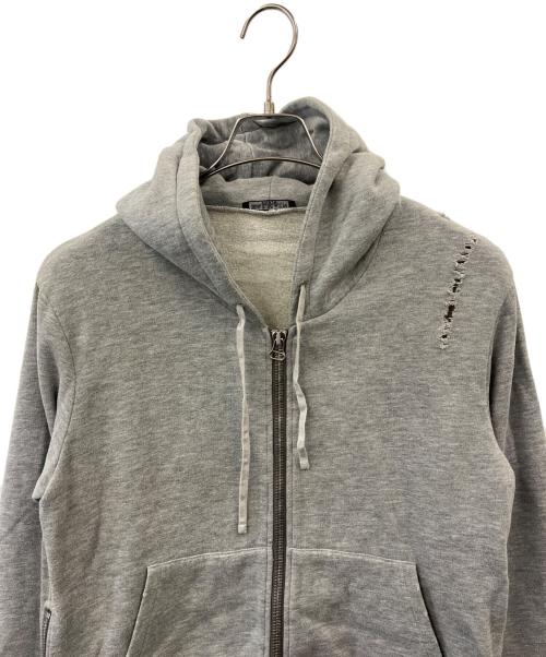 BALMAIN（バルマン）BALMAIN (バルマン) BALMAIN　ダメージ加工ジップパーカー グレー サイズ:XSの古着・服飾アイテム