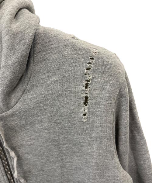 BALMAIN（バルマン）BALMAIN (バルマン) BALMAIN　ダメージ加工ジップパーカー グレー サイズ:XSの古着・服飾アイテム