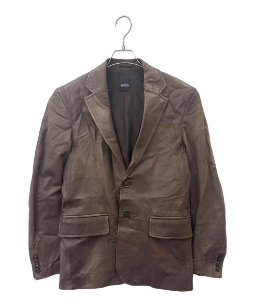 HUGO BOSS（ヒューゴ ボス）HUGO BOSS (ヒューゴ ボス) HUGO BOSS　レザージャケット ブラウン サイズ:40の古着・服飾アイテム