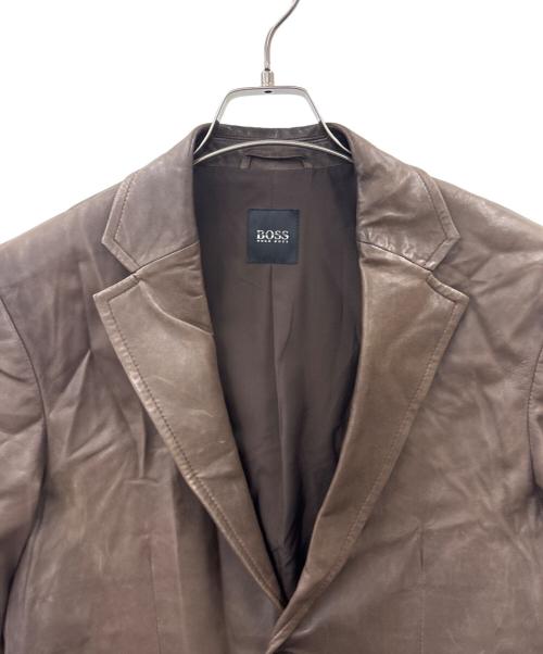 HUGO BOSS（ヒューゴ ボス）HUGO BOSS (ヒューゴ ボス) HUGO BOSS　レザージャケット ブラウン サイズ:40の古着・服飾アイテム