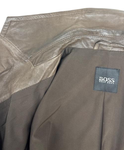 HUGO BOSS（ヒューゴ ボス）HUGO BOSS (ヒューゴ ボス) HUGO BOSS　レザージャケット ブラウン サイズ:40の古着・服飾アイテム