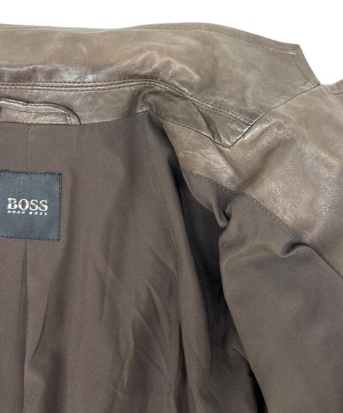 HUGO BOSS（ヒューゴ ボス）HUGO BOSS (ヒューゴ ボス) HUGO BOSS　レザージャケット ブラウン サイズ:40の古着・服飾アイテム