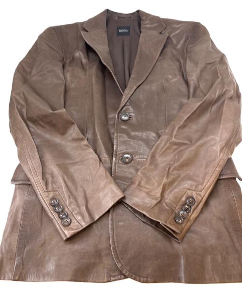 HUGO BOSS（ヒューゴ ボス）HUGO BOSS (ヒューゴ ボス) HUGO BOSS　レザージャケット ブラウン サイズ:40の古着・服飾アイテム