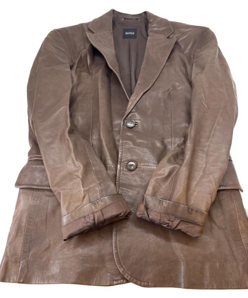 HUGO BOSS（ヒューゴ ボス）HUGO BOSS (ヒューゴ ボス) HUGO BOSS　レザージャケット ブラウン サイズ:40の古着・服飾アイテム