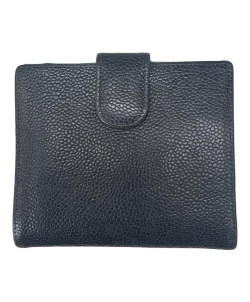 CHANEL（シャネル）CHANEL (シャネル) CHANEL ココマーク  キャビアスキン  2つ折り財布 ネイビーの古着・服飾アイテム