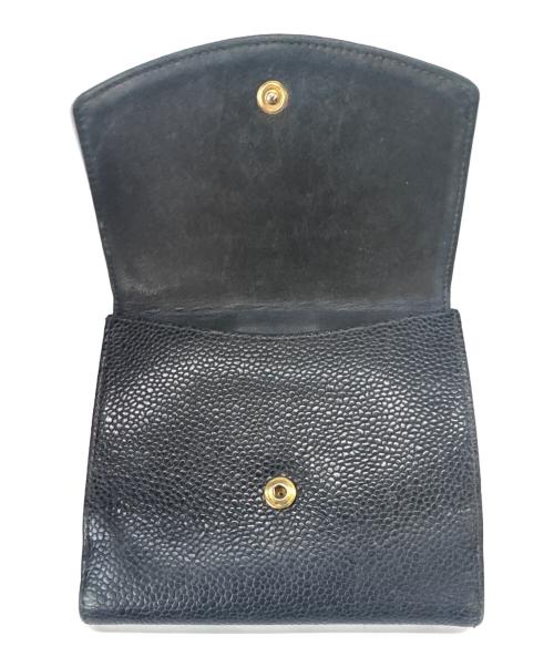 CHANEL（シャネル）CHANEL (シャネル) CHANEL ココマーク  キャビアスキン  2つ折り財布 ネイビーの古着・服飾アイテム