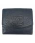 CHANEL（シャネル）の古着「CHANEL ココマーク  キャビアスキン  2つ折り財布」｜ネイビー