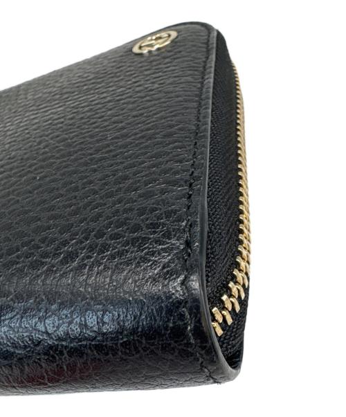 GUCCI（グッチ）GUCCI (グッチ) GUCCI　GGマーモント　ラウンドファスナー財布 ブラックの古着・服飾アイテム