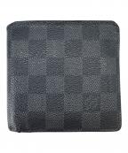 LOUIS VUITTONルイ ヴィトン）の古着「LOUIS VUITTON 　ポルトフォイユ・マルコ　ダミエ・グラフィット 　2つ折り財布」｜ブラック